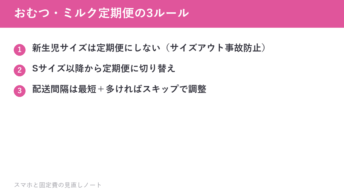 おむつ・ミルク定期便の3ルール
